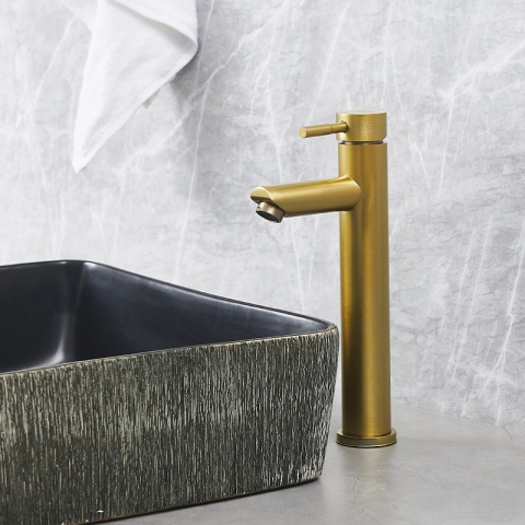 BATERIA UMYWALKOWA ŁAZIENKOWA STOJĄCA NABLATOWA ARLEY-H ZŁOTA SZCZOTKOWANA