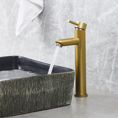 BATERIA UMYWALKOWA ŁAZIENKOWA STOJĄCA NABLATOWA ARLEY-H ZŁOTA SZCZOTKOWANA