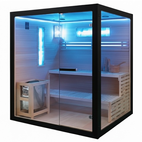 SAUNA FIŃSKA WYSOKOTEMPERATUROWA Z PIECEM FORSA2-BL/HARVIA 4,5KW 3 OSOBOWA 150x140 CM