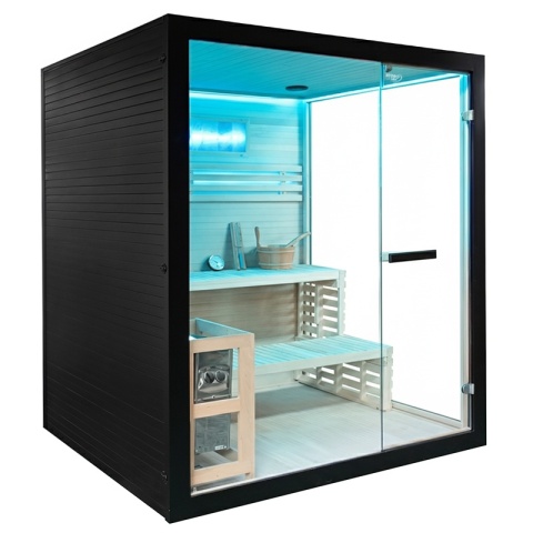 SAUNA FIŃSKA WYSOKOTEMPERATUROWA Z PIECEM FORSA2-BL/HARVIA 4,5KW 3 OSOBOWA 150x140 CM