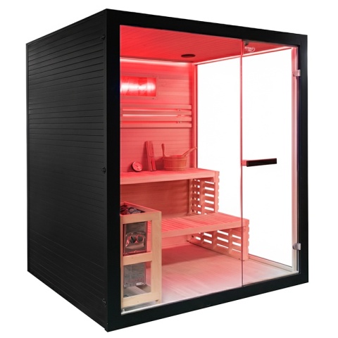 SAUNA FIŃSKA WYSOKOTEMPERATUROWA Z PIECEM FORSA2-BL/HARVIA 4,5KW 3 OSOBOWA 150x140 CM