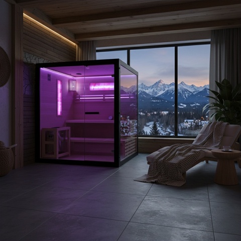 SAUNA FIŃSKA WYSOKOTEMPERATUROWA Z PIECEM FORSA2-BL/HARVIA 4,5KW 3 OSOBOWA 150x140 CM