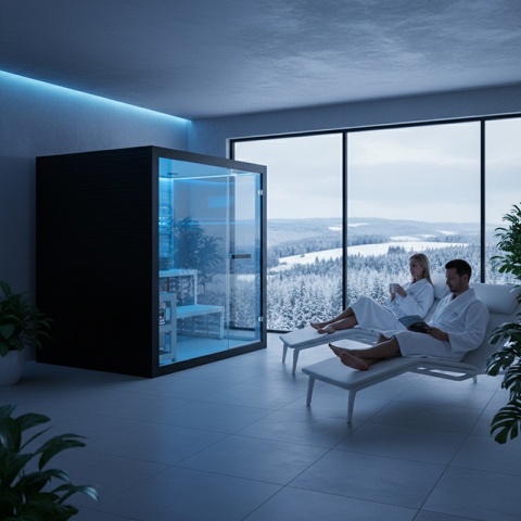 SAUNA FIŃSKA WYSOKOTEMPERATUROWA Z PIECEM FORSA2-BL/HARVIA 4,5KW 3 OSOBOWA 150x140 CM