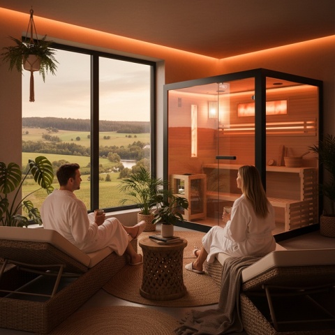 SAUNA FIŃSKA WYSOKOTEMPERATUROWA Z PIECEM FORSA2-BL/HARVIA 4,5KW 3 OSOBOWA 150x140 CM