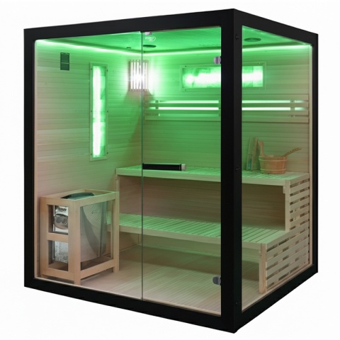 SAUNA FIŃSKA WYSOKOTEMPERATUROWA Z PIECEM FORSA3-BL/HARVIA 6KW 4 OSOBOWA 180x160 CM