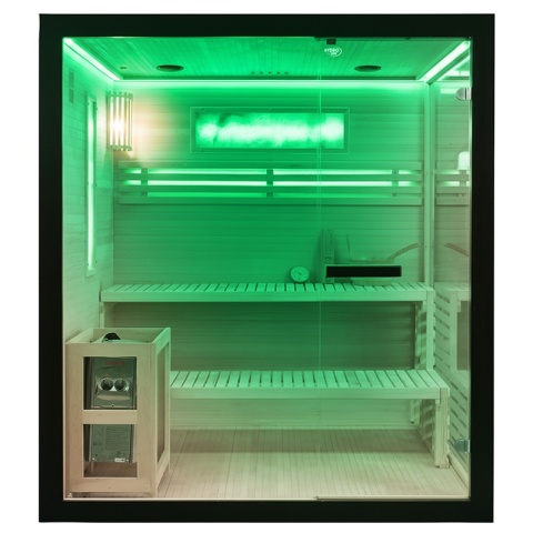 SAUNA FIŃSKA WYSOKOTEMPERATUROWA Z PIECEM FORSA3-BL/HARVIA 6KW 4 OSOBOWA 180x160 CM