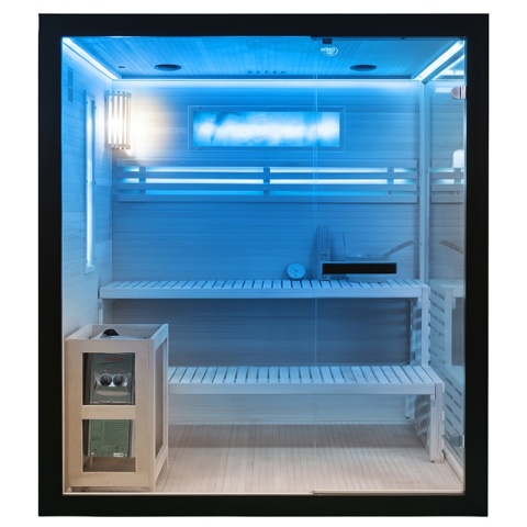 SAUNA FIŃSKA WYSOKOTEMPERATUROWA Z PIECEM FORSA3-BL/HARVIA 6KW 4 OSOBOWA 180x160 CM