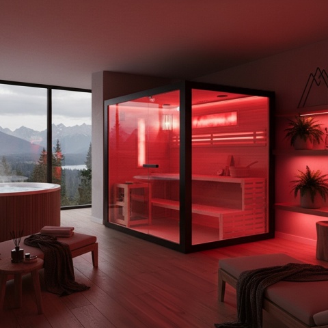 SAUNA FIŃSKA WYSOKOTEMPERATUROWA Z PIECEM FORSA3-BL/HARVIA 6KW 4 OSOBOWA 180x160 CM