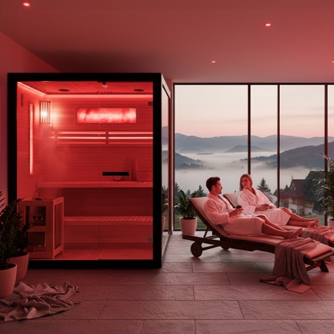 SAUNA FIŃSKA WYSOKOTEMPERATUROWA Z PIECEM FORSA3-BL/HARVIA 6KW 4 OSOBOWA 180x160 CM