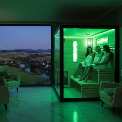 SAUNA FIŃSKA WYSOKOTEMPERATUROWA Z PIECEM FORSA3-BL/HARVIA 6KW 4 OSOBOWA 180x160 CM