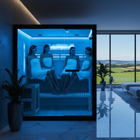 SAUNA FIŃSKA WYSOKOTEMPERATUROWA Z PIECEM FORSA3-BL/HARVIA 6KW 4 OSOBOWA 180x160 CM