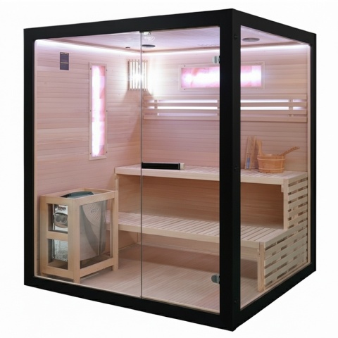 SAUNA FIŃSKA WYSOKOTEMPERATUROWA Z PIECEM FORSA3-BL/HARVIA 6KW 4 OSOBOWA 180x160 CM