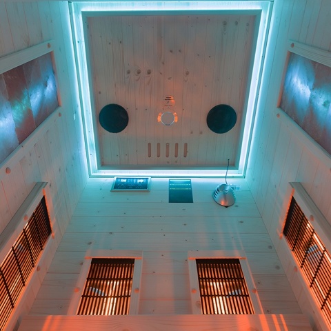 SAUNA DOMOWA SUCHA INFRARED NISKOTEMPERATUROWA TROMSO1 1 OSOBOWA 90x90 CM 230 V