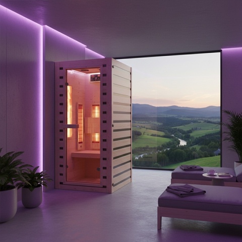 SAUNA DOMOWA SUCHA INFRARED NISKOTEMPERATUROWA TROMSO1 1 OSOBOWA 90x90 CM 230 V