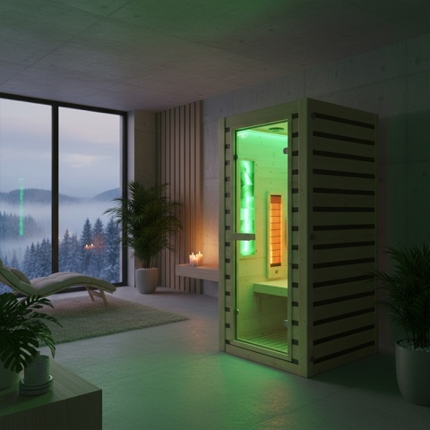 SAUNA DOMOWA SUCHA INFRARED NISKOTEMPERATUROWA TROMSO1 1 OSOBOWA 90x90 CM 230 V