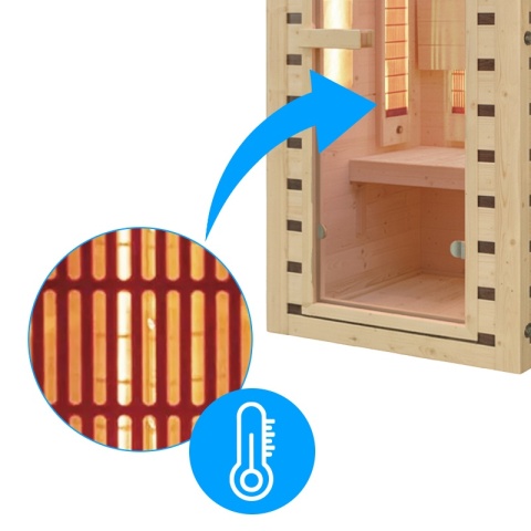 SAUNA DOMOWA SUCHA INFRARED NISKOTEMPERATUROWA TROMSO1 1 OSOBOWA 90x90 CM 230 V