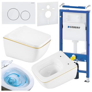 ZESTAW PODTYNKOWY WC STELAŻ GEBERIT DUOFIX MISKA YUZU-WH-GL-TR-03 PRZYCISK DELTA 20 BIAŁY