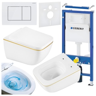 ZESTAW PODTYNKOWY WC STELAŻ GEBERIT DUOFIX MISKA YUZU-WH-GL-TR-03 PRZYCISK DELTA 30 BIAŁY