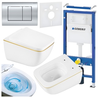 ZESTAW PODTYNKOWY WC STELAŻ GEBERIT DUOFIX MISKA YUZU-WH-GL-TR-03 PRZYCISK DELTA 30 CHROM
