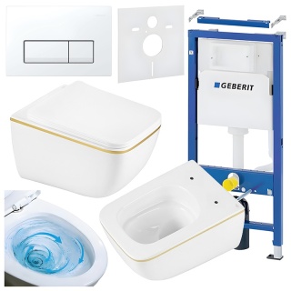 ZESTAW PODTYNKOWY WC STELAŻ GEBERIT DUOFIX MISKA YUZU-WH-GL-TR-03 PRZYCISK DELTA 50 BIAŁY