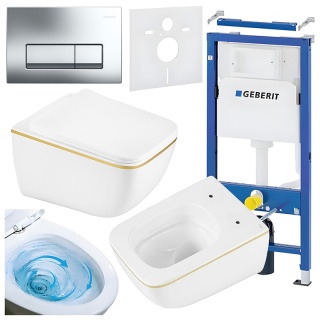 ZESTAW PODTYNKOWY WC STELAŻ GEBERIT DUOFIX MISKA YUZU-WH-GL-TR-03 PRZYCISK DELTA 50 CHROM