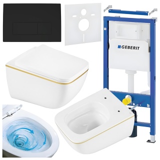 ZESTAW PODTYNKOWY WC STELAŻ GEBERIT DUOFIX MISKA YUZU-WH-GL-TR-03 PRZYCISK DELTA 50 CZARNY MAT
