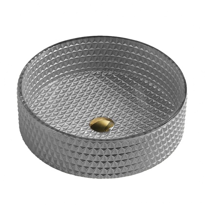 UMYWALKA NABLATOWA SZKLANA OKRĄGŁA FREZOWANA BRILLANT1-SV-360 SREBRNY MAT 36x12 CM