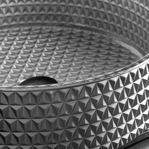 UMYWALKA NABLATOWA SZKLANA OKRĄGŁA FREZOWANA BRILLANT1-SV-400 SREBRNY MAT 40x12 CM