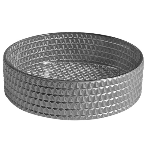 UMYWALKA NABLATOWA SZKLANA OKRĄGŁA FREZOWANA BRILLANT1-SV-400 SREBRNY MAT 40x12 CM