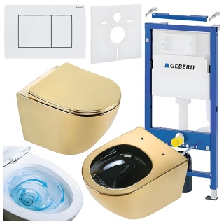 ZESTAW PODTYNKOWY WC STELAŻ GEBERIT DUOFIX MISKA FLOW-GL-BL-TR-03 PRZYCISK DELTA 30 BIAŁY