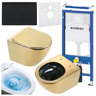 ZESTAW PODTYNKOWY WC STELAŻ GEBERIT DUOFIX MISKA FLOW-GL-BL-TR-03 PRZYCISK DELTA 50 CZARNY POŁYSK