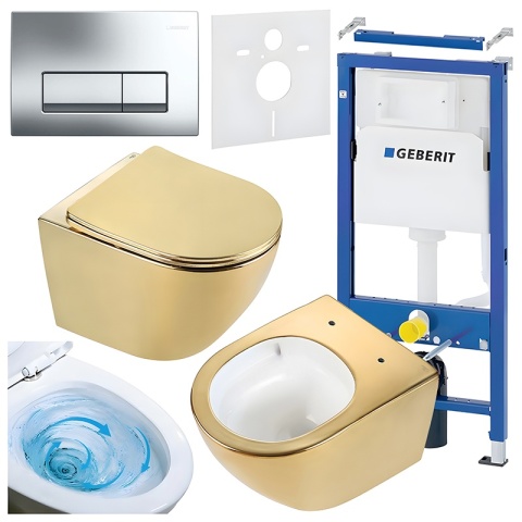 ZESTAW PODTYNKOWY WC STELAŻ GEBERIT DUOFIX MISKA FLOW-GL-WH-TR-03 PRZYCISK DELTA 50 CHROM