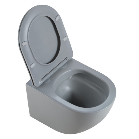 MISKA WC WISZĄCA RIMLESS PEAK-MTGR-RIM-03 SZARY MAT DESKA WOLNOOPADAJĄCA DUROPLAST