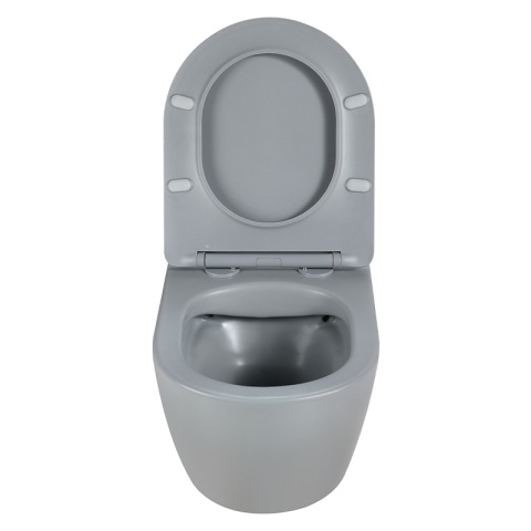 MISKA WC WISZĄCA RIMLESS PEAK-MTGR-RIM-03 SZARY MAT DESKA WOLNOOPADAJĄCA DUROPLAST