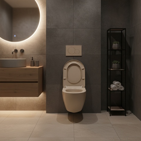 MISKA WC WISZĄCA TORNADO FLOW-CAP-TR-03 CAPPUCCINO DESKA WOLNOOPADAJĄCA DUROPLAST