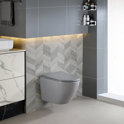 MISKA WC WISZĄCA TORNADO FLOW-MTGR-TR-03 SZARY MAT DESKA WOLNOOPADAJĄCA DUROPLAST