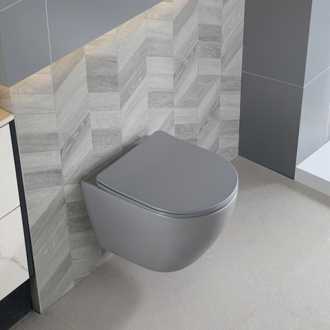 MISKA WC WISZĄCA TORNADO FLOW-MTGR-TR-03 SZARY MAT DESKA WOLNOOPADAJĄCA DUROPLAST