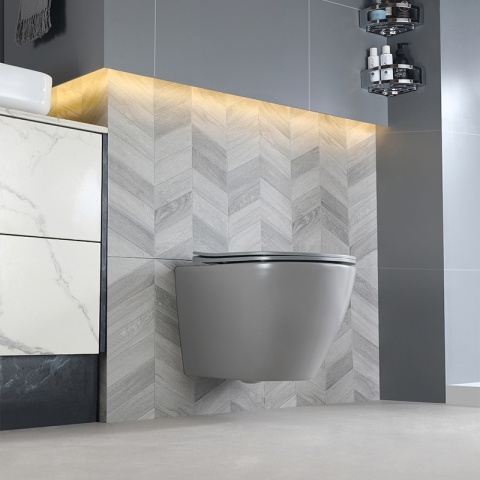 MISKA WC WISZĄCA TORNADO FLOW-MTGR-TR-03 SZARY MAT DESKA WOLNOOPADAJĄCA DUROPLAST