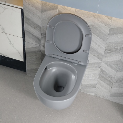 MISKA WC WISZĄCA TORNADO FLOW-MTGR-TR-03 SZARY MAT DESKA WOLNOOPADAJĄCA DUROPLAST