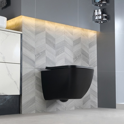 ZESTAW PODTYNKOWY WC STELAŻ GEBERIT DUOFIX MISKA YUZU-MTB-TR-03 PRZYCISK DELTA 50 CZARNY POŁYSK