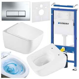 ZESTAW PODTYNKOWY WC STELAŻ GEBERIT DUOFIX MISKA YUZU-WH-TR-03 PRZYCISK DELTA 50 CHROM