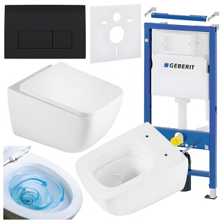 ZESTAW PODTYNKOWY WC STELAŻ GEBERIT DUOFIX MISKA YUZU-WH-TR-03 PRZYCISK DELTA 50 CZARNY POŁYSK