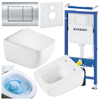 ZESTAW PODTYNKOWY WC STELAŻ GEBERIT DUOFIX MISKA YUZU-WH-TR-03 PRZYCISK DELTA 30 CHROM