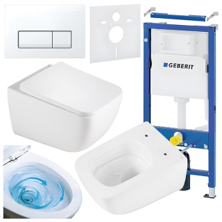 ZESTAW PODTYNKOWY WC STELAŻ GEBERIT DUOFIX MISKA YUZU-WH-TR-03 PRZYCISK DELTA 50 BIAŁY