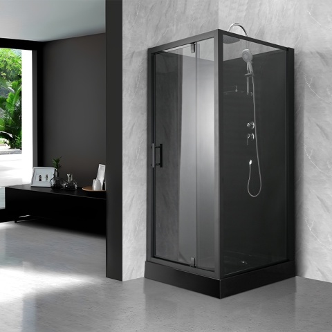 KABINA PRYSZNICOWA KWADRATOWA Z BRODZIKIEM WSH306 CZARNA 90x90 CM