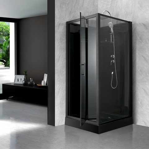 KABINA PRYSZNICOWA KWADRATOWA Z BRODZIKIEM WSH306 CZARNA 90x90 CM