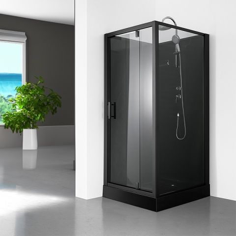 KABINA PRYSZNICOWA KWADRATOWA Z BRODZIKIEM WSH306 CZARNA 90x90 CM