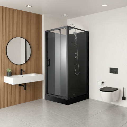 KABINA PRYSZNICOWA KWADRATOWA Z BRODZIKIEM WSH306 CZARNA 90x90 CM
