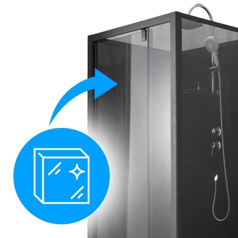 KABINA PRYSZNICOWA KWADRATOWA Z BRODZIKIEM WSH306 CZARNA 90x90 CM