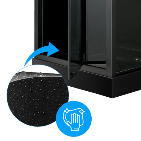 KABINA PRYSZNICOWA KWADRATOWA Z BRODZIKIEM WSH306 CZARNA 90x90 CM